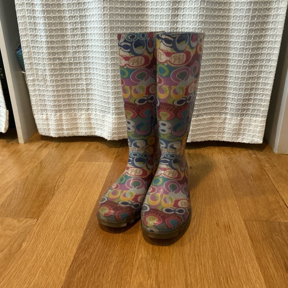 Coach Colorful Graphic Rain Boots